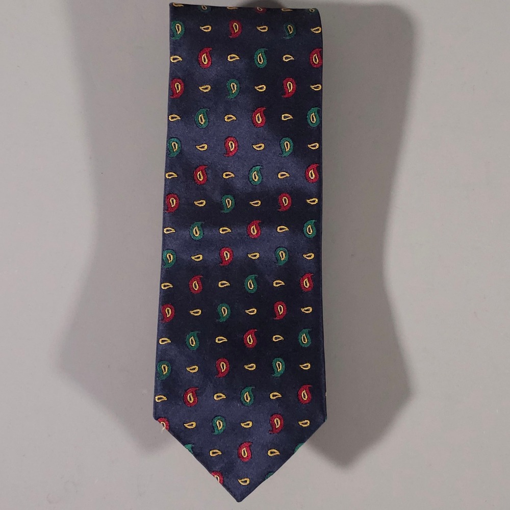 Hilditch & Key Necktie Mens OS Navy Blue Mini Paisley Silk Formal Accessory
